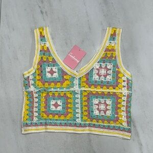 NWT EN CRÈME Colorful Crochet Crop Top